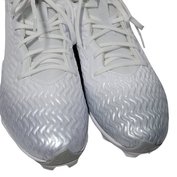 Under Armour Spotlight‎ Pro Football Cleats Men Sz 12.5 White Silver 3028207-100 main image 7